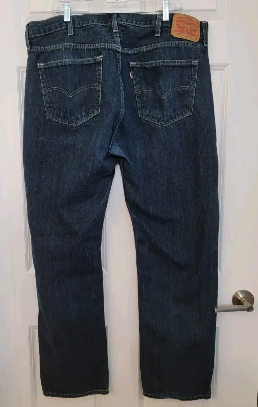 Levis Mens Jeans 559 Relaxed Fit Straight Leg Denim Blue Size 40 x 33 Dark Wash